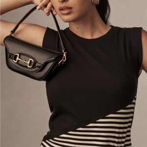 Anthropologie Black Mini Bag with Gold Accents